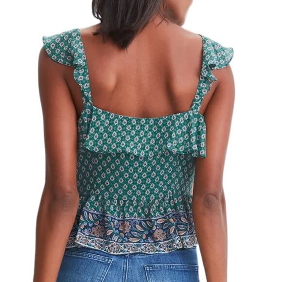 Veronica Beard Randa Silk Top in Seaglass Multi Green Paisley Sz 6 - Picture 2 of 4